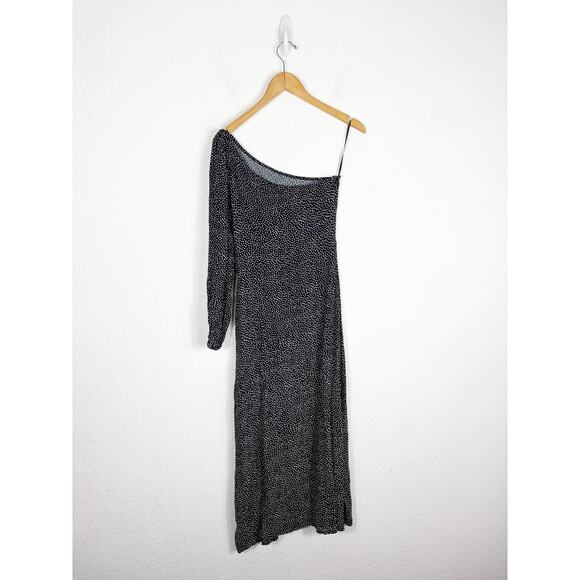 Free People Blake One Shoulder Maxi Dress Size 4 Polka Dot Aline Cocktail - Picture 12 of 13